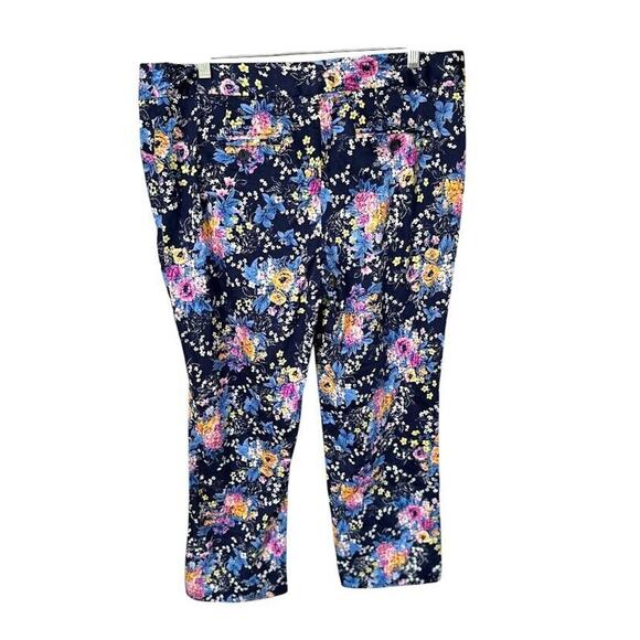 Laundry by Shelli Segal Pants Womens 10 Navy Floral Front Artsy Boho Cottagecore - Picture 4 of 8